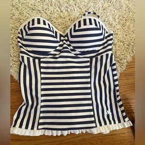 NWT West swimwear from West surfing Co. Striped Navy/White Bustier top size 8